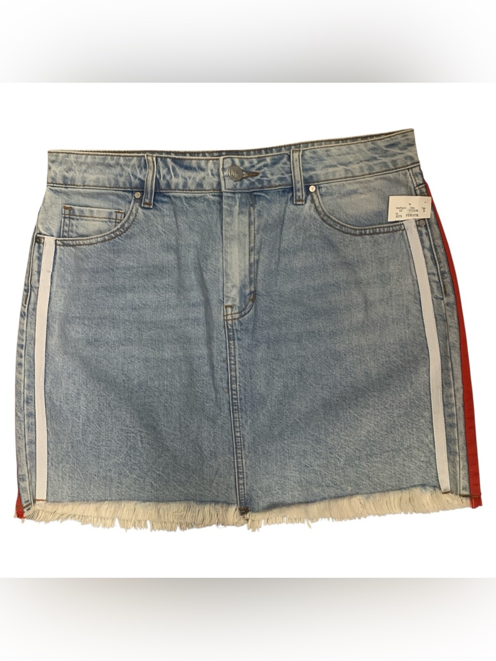 Kendall & Kylie NWT Light Blue Denim Mini Skirt with Red White Side Stripes S30